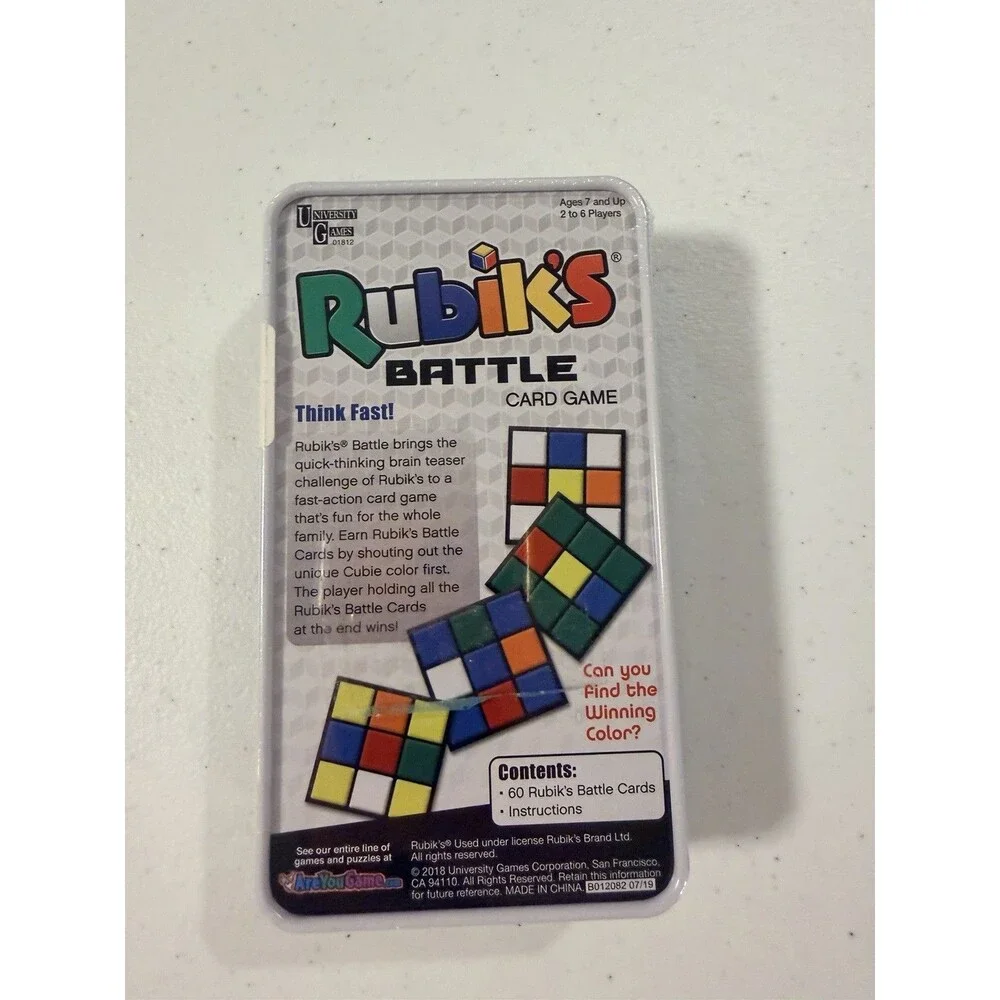 Rubik's Battle Card Game Brain Teaser Family Game Night Storage Tin New SEALED